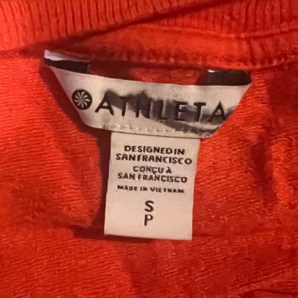 Athleta Women's Orange Haze Mindset Sweatshirt Relax Fit Tulip Hem Small NWOT - Picture 9 of 11